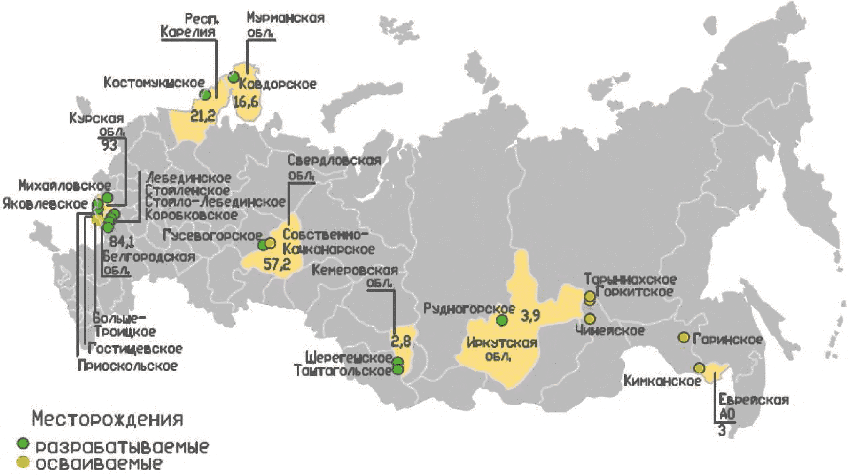 Карта россии руд