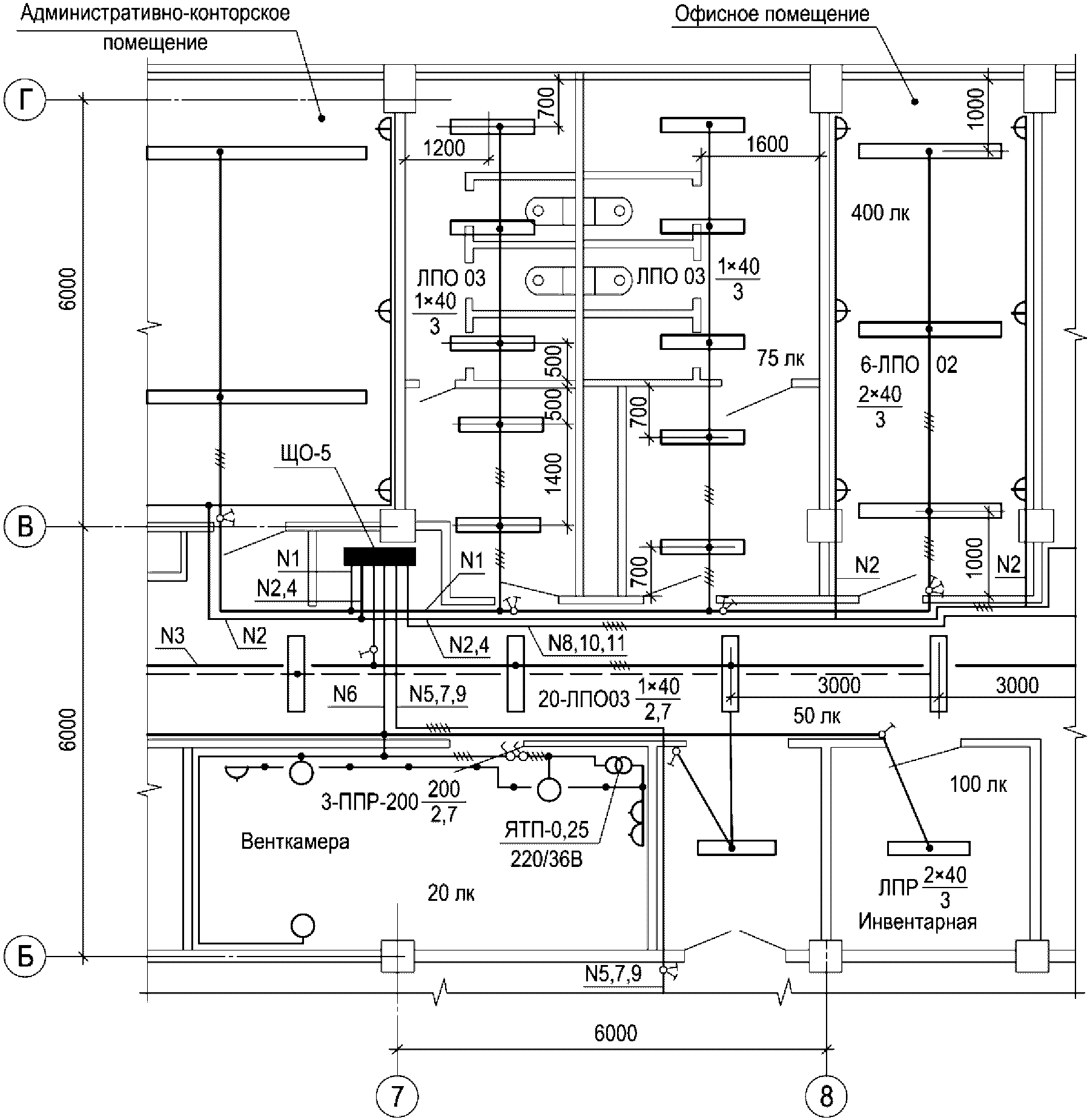 План расположения оборудования и проводок с7