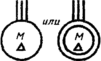 Как обозначается асинхронный двигатель на схеме