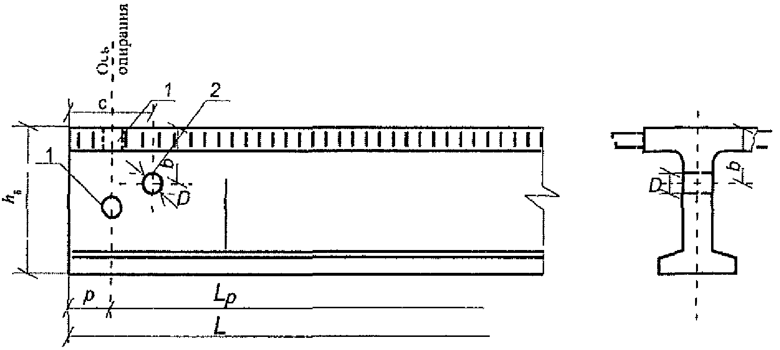Балка железобетонная строповочные отверстия