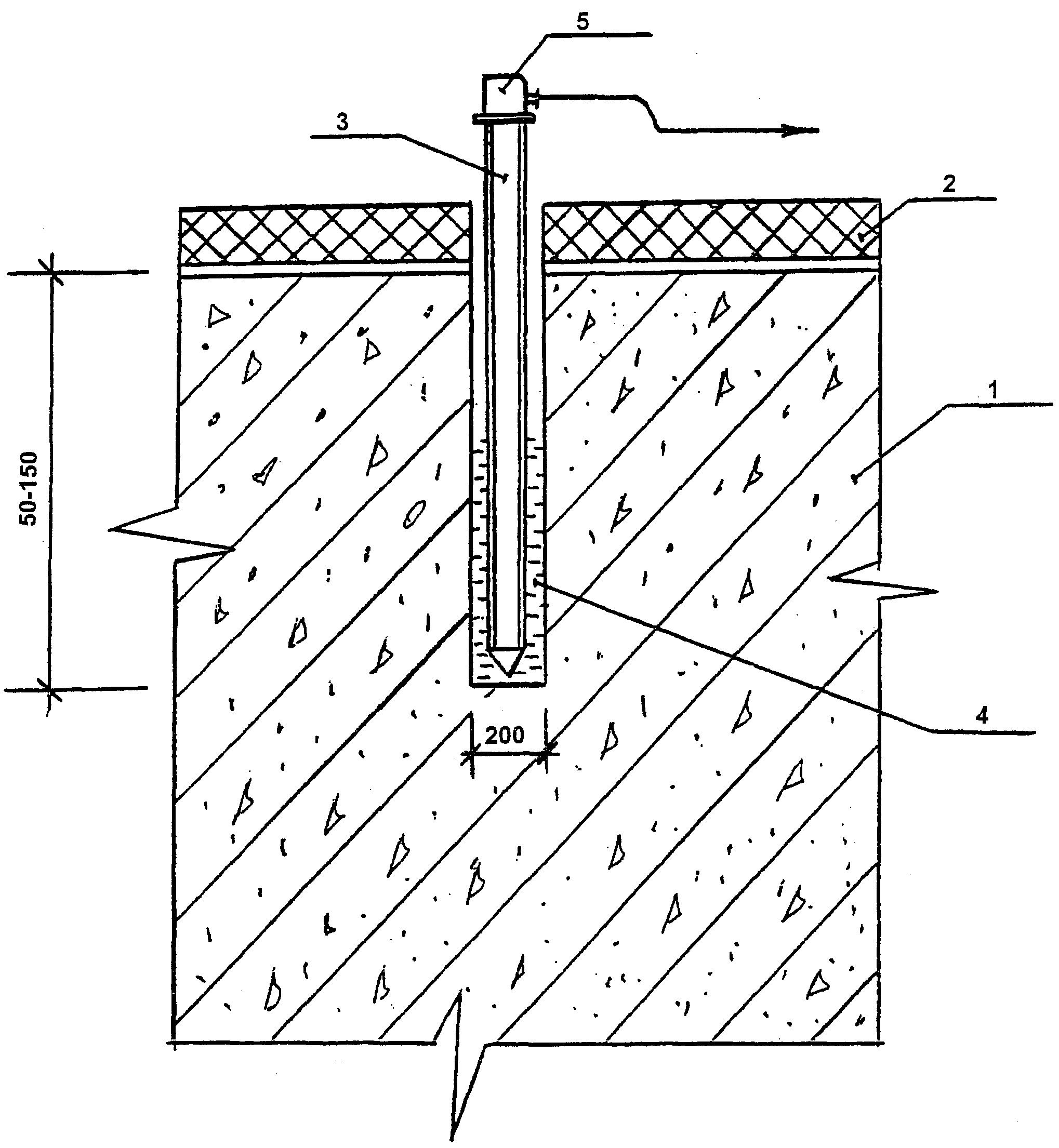 Схема установки трубок для измерения температуры бетона