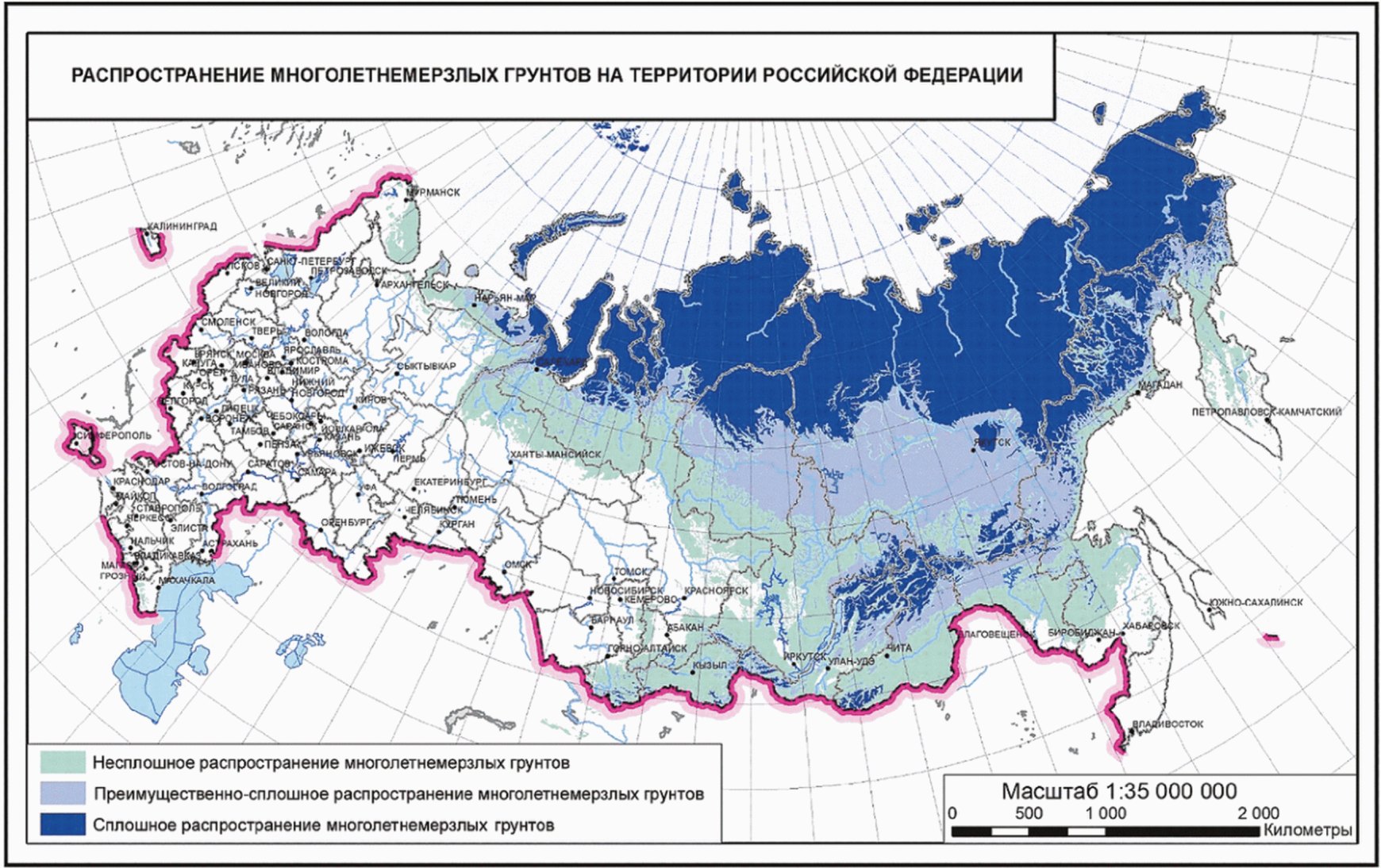 Карта мерзлоты в россии