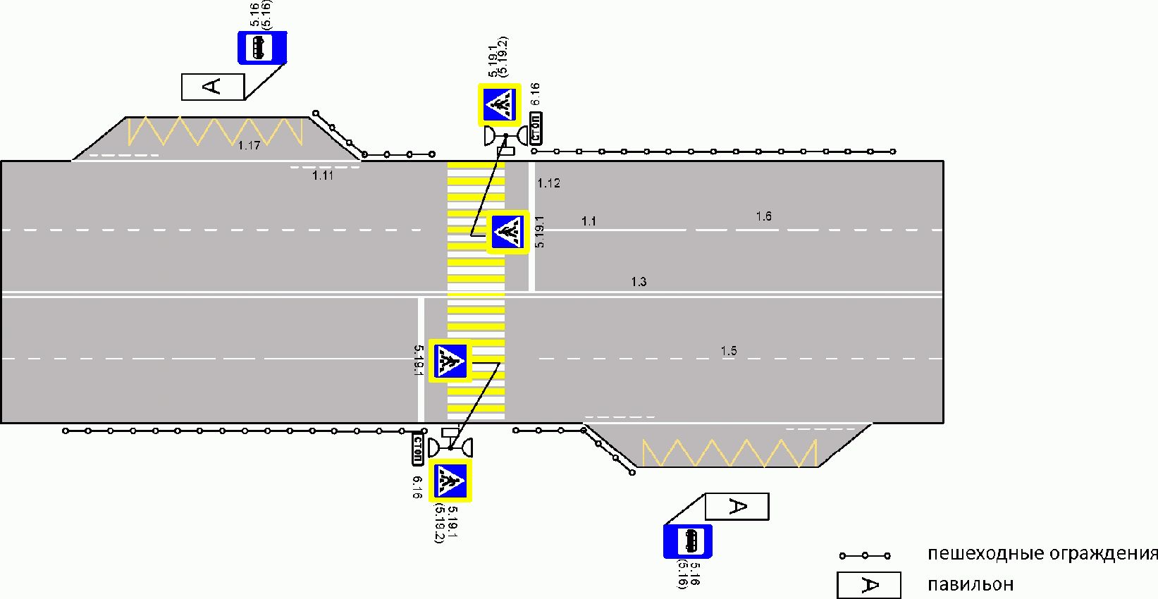 Схема пешеходных переходов