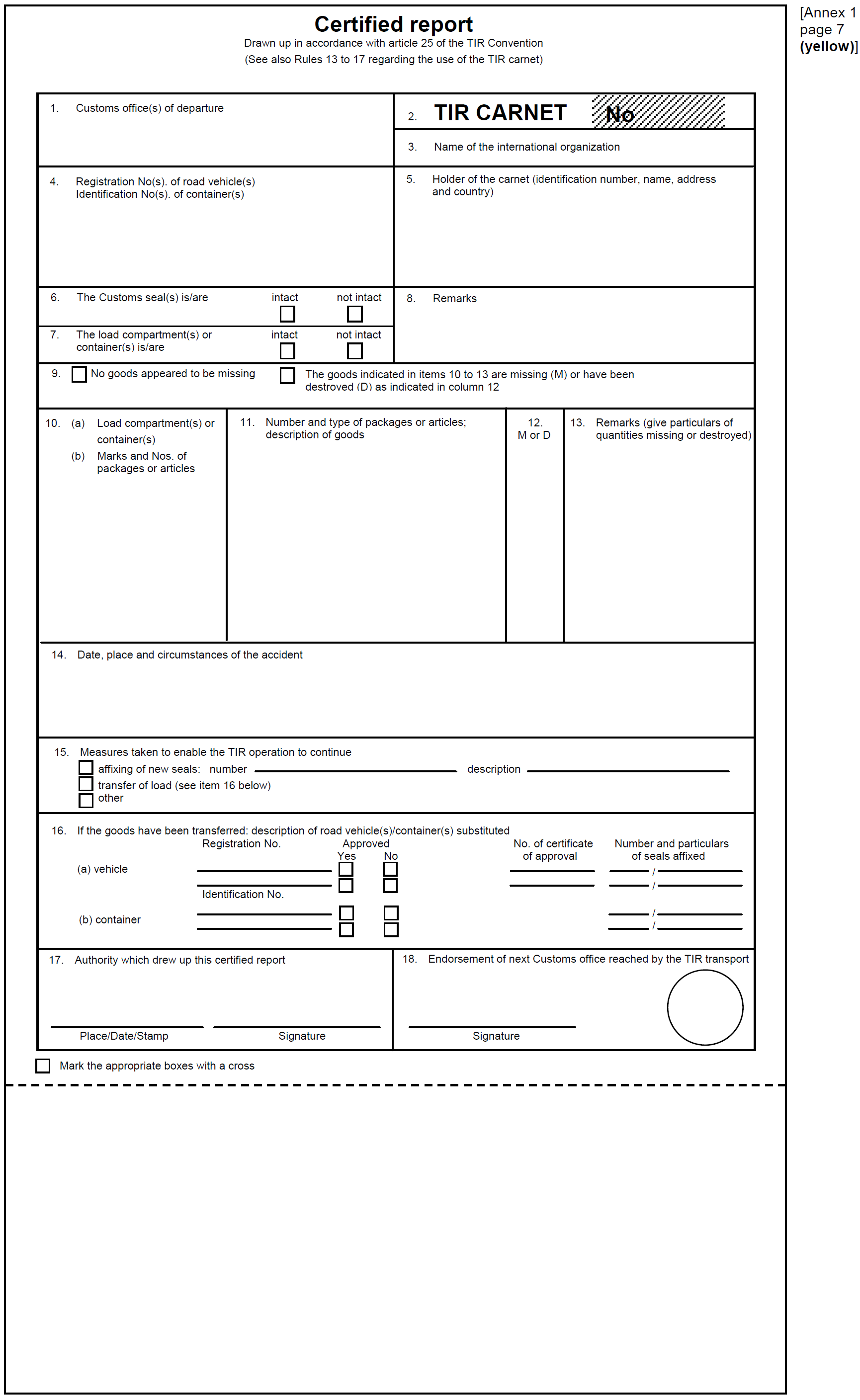 Образец заполнения carnet tir