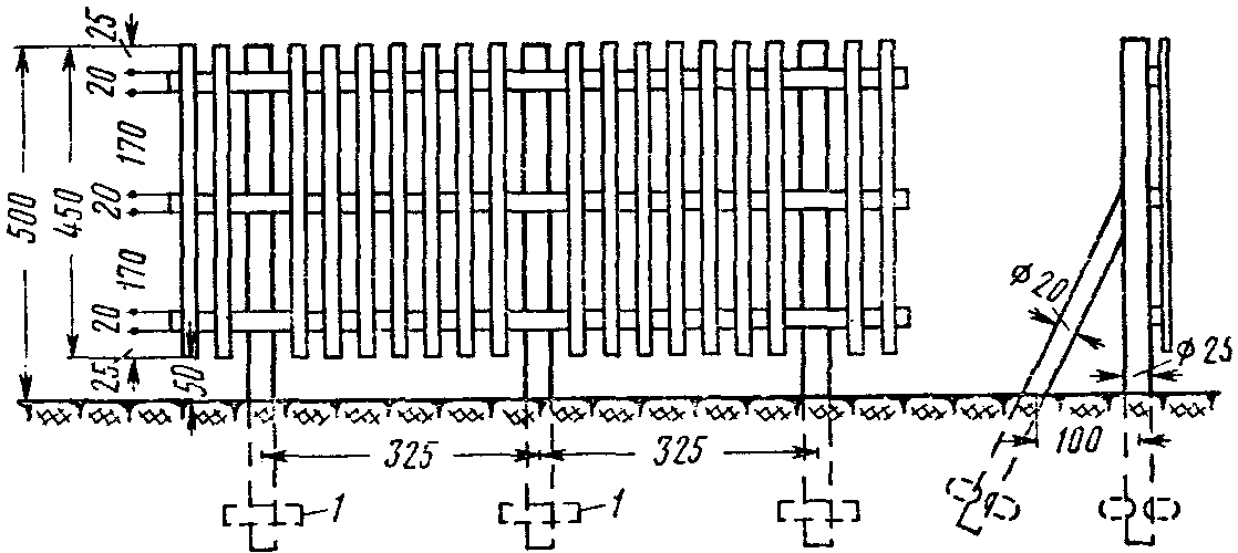 Деревянный забор схема
