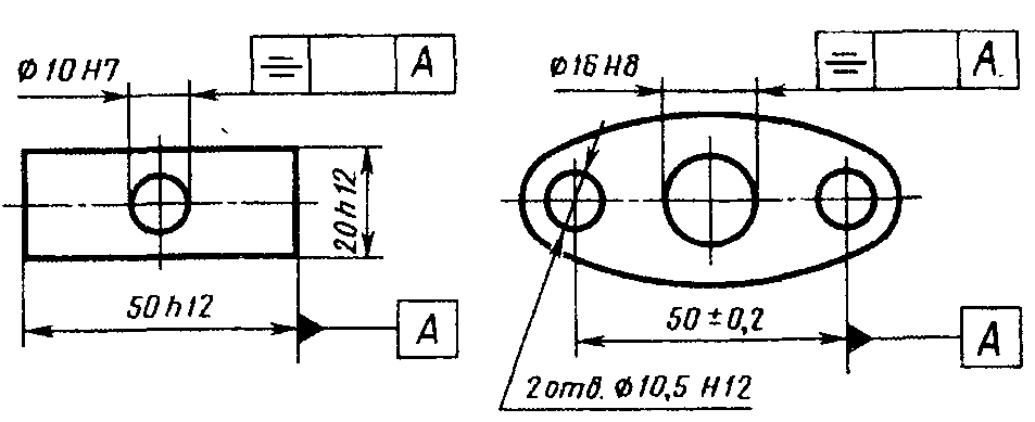 Как обозначается на чертеже допуск симметричности