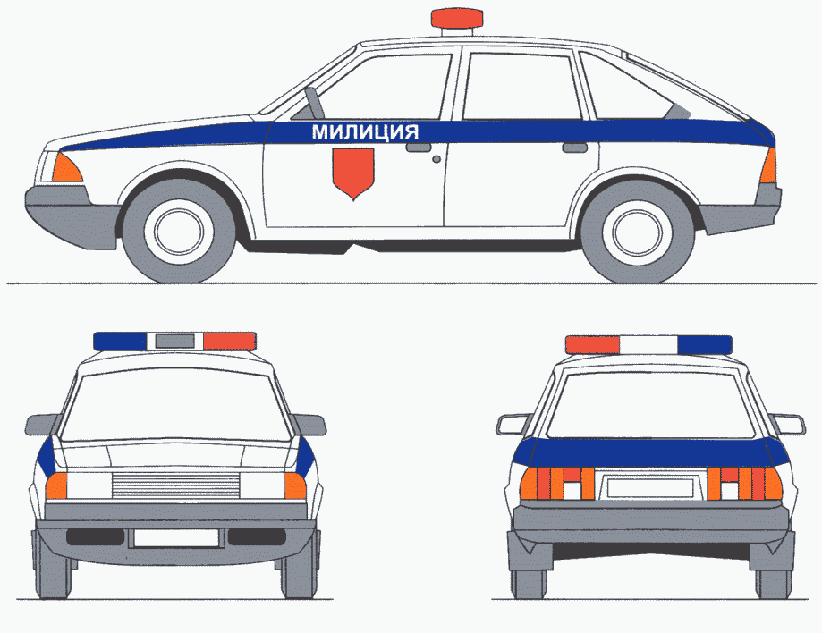 Рисовать полицейскую машину по клеточкам