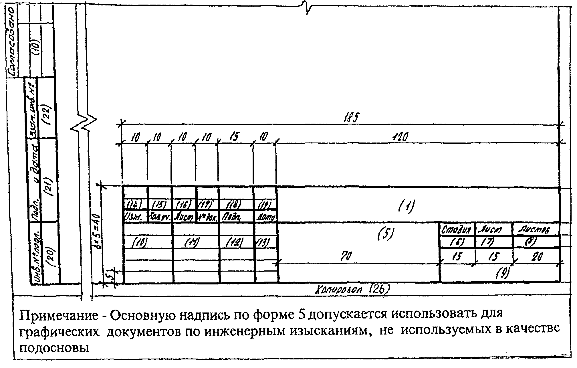 Угловой штамп для исполнительной схемы гост