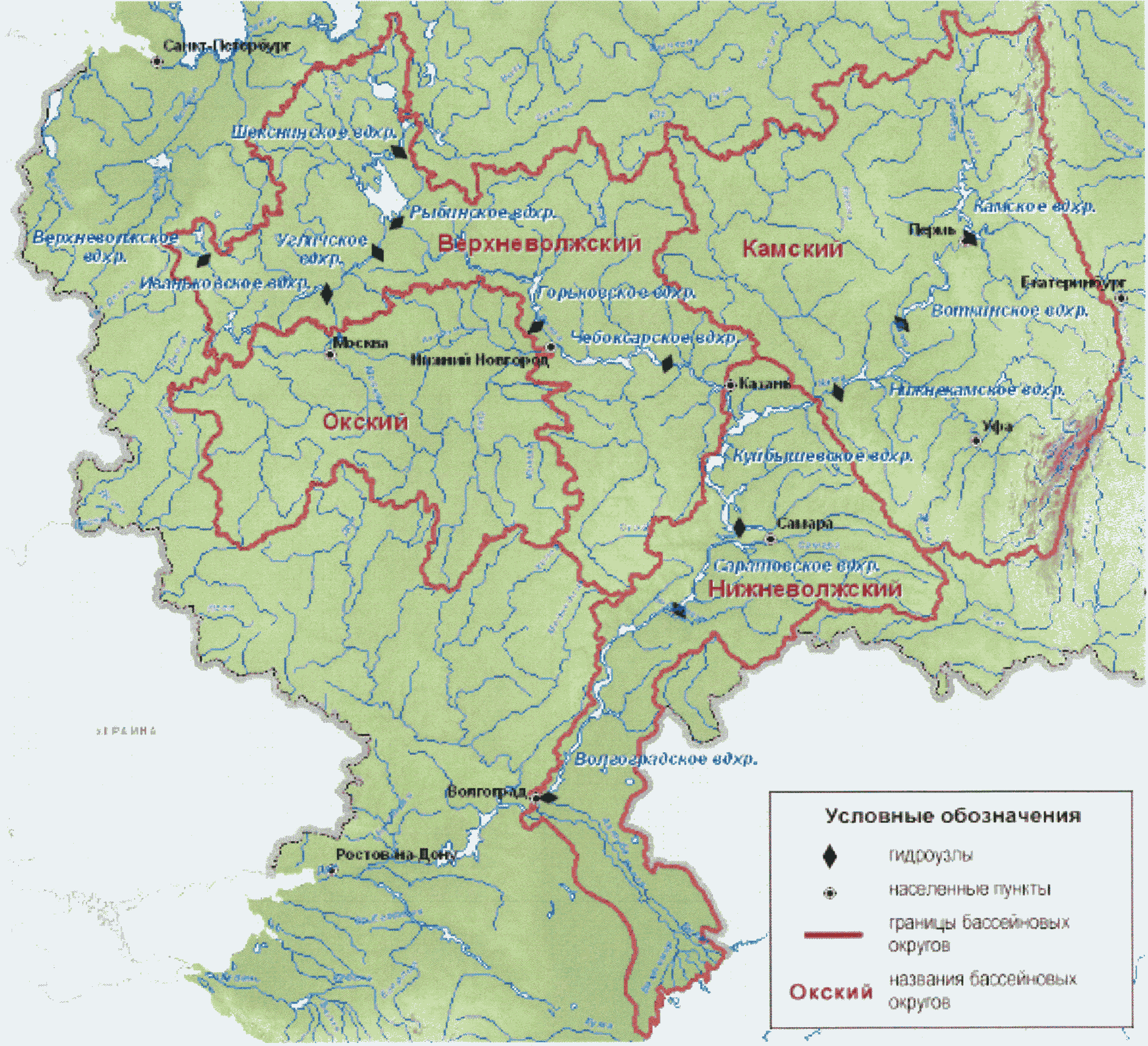 Карта водохранилища на волге