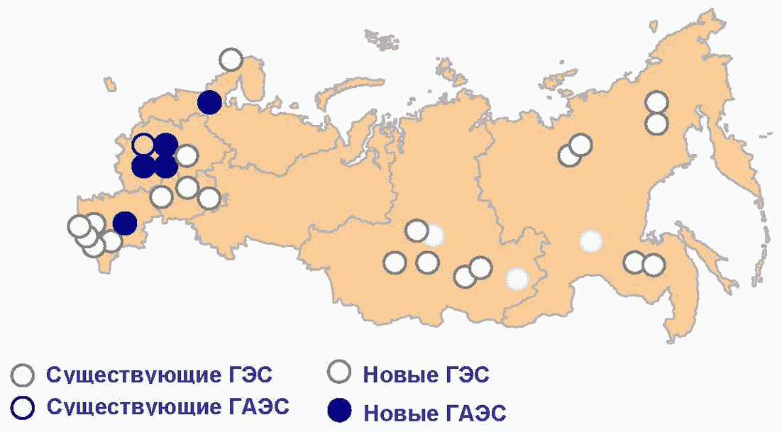 Аэс гэс тэс россии карта