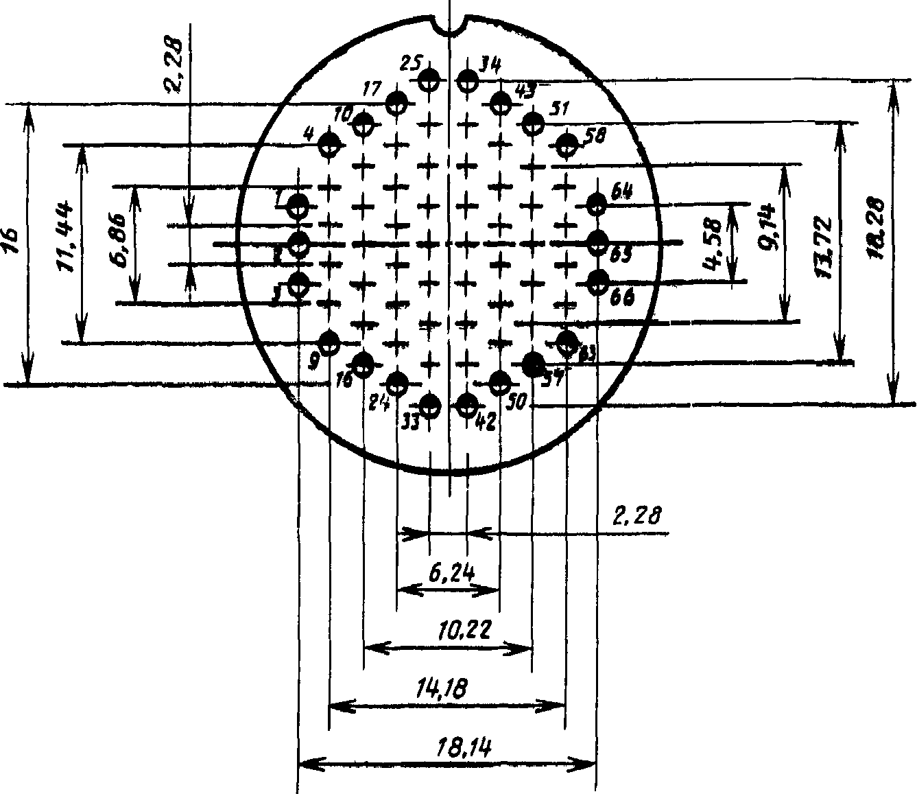 Схема расположения контактов