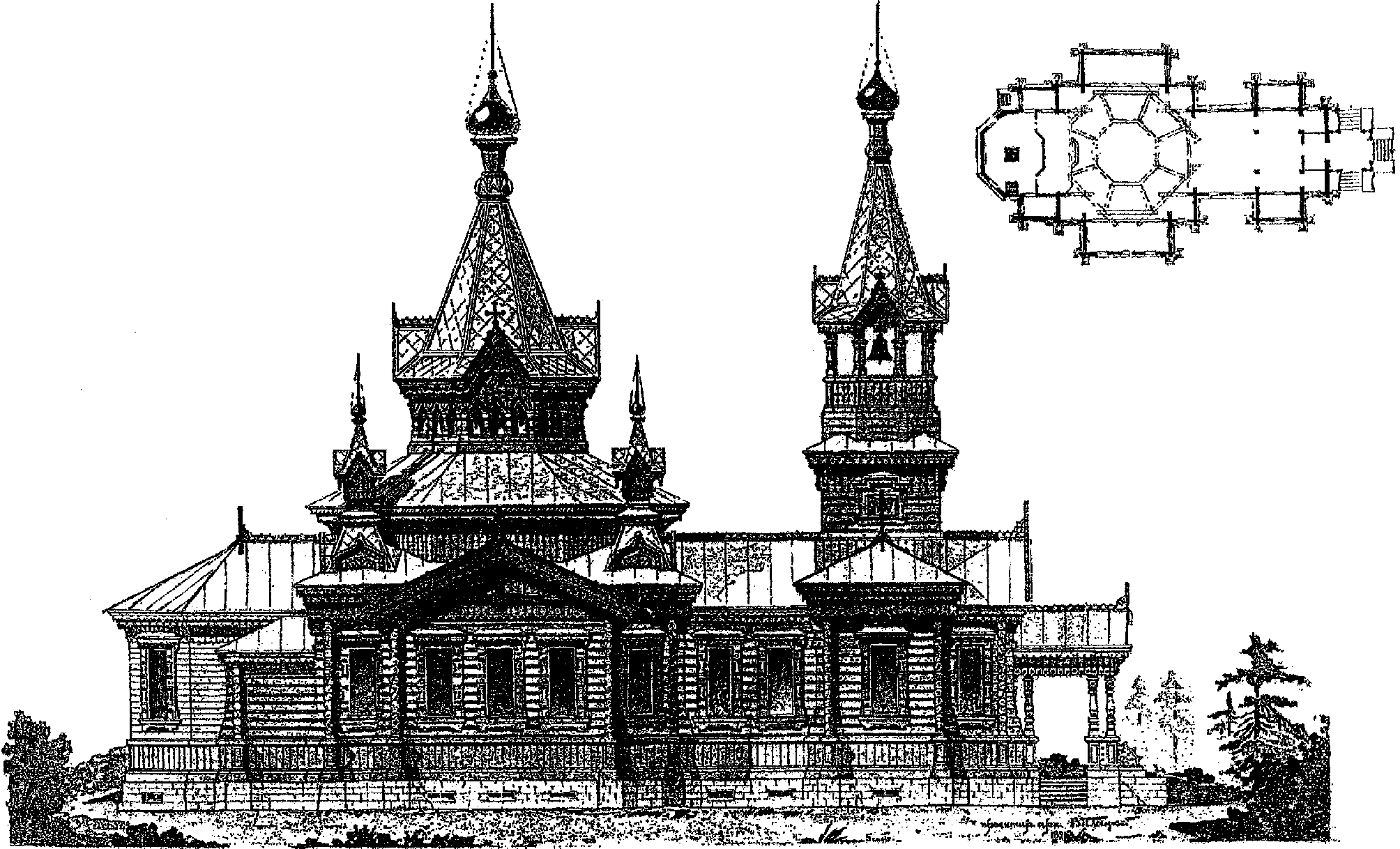 Деревянная архитектура рисунок