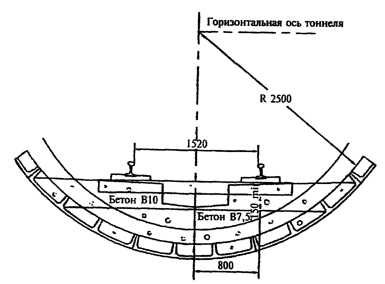 Верхнее строение пути в перегонном тоннель.