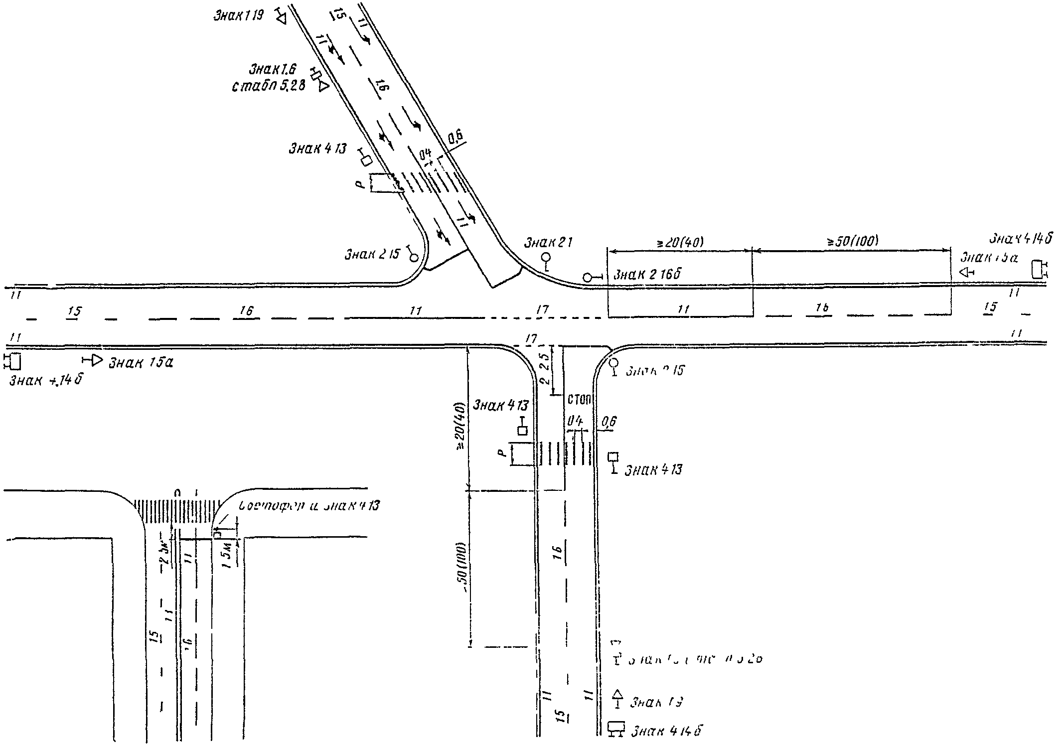 Схема проезжей части с разметкой
