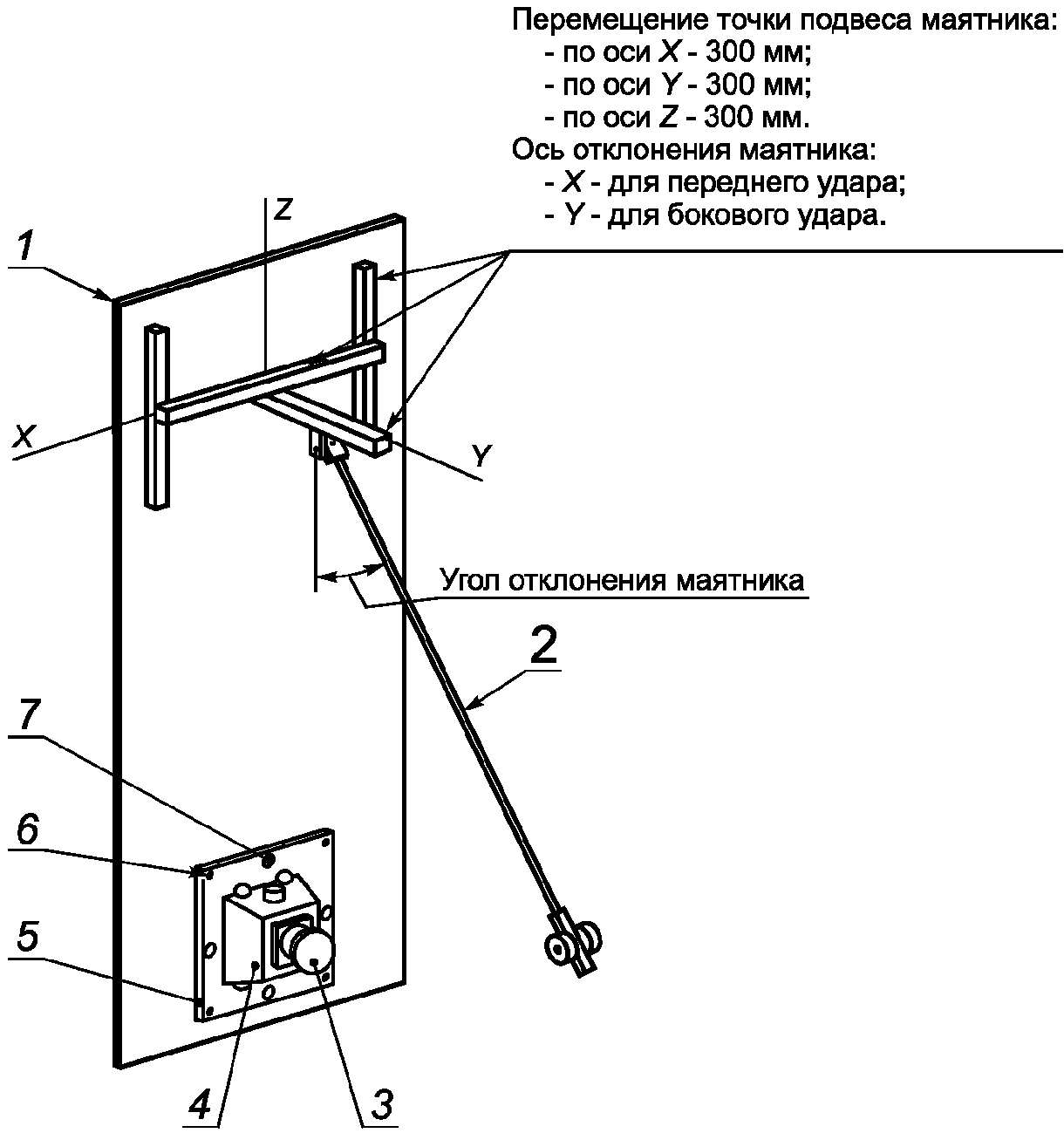 Подвес маятника. Испытание крепёжного элемента схема. Маятник для установки оборудование отбитие точки. Установка для испытания на Ударостойкость ГОСТ 30610.0. Маятник для ударара по транспортному средству грузовому.
