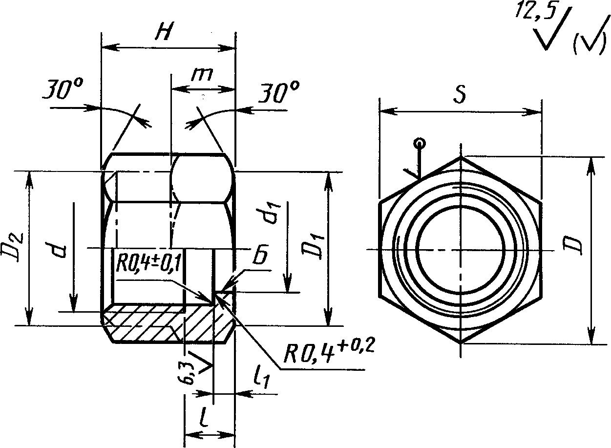 Чертеж гайка м14