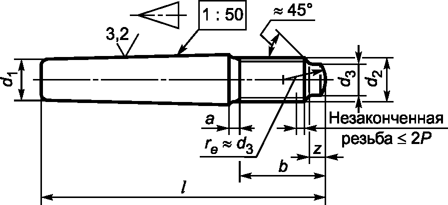 Штифт конический чертеж