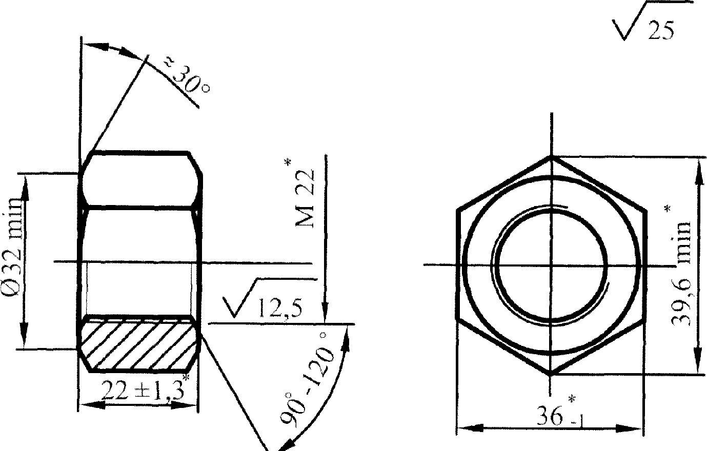 ГОСТ 16018-2014 гайка м22