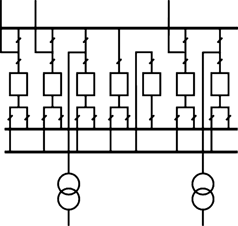 Схема 13н две рабочие и обходная системы шин