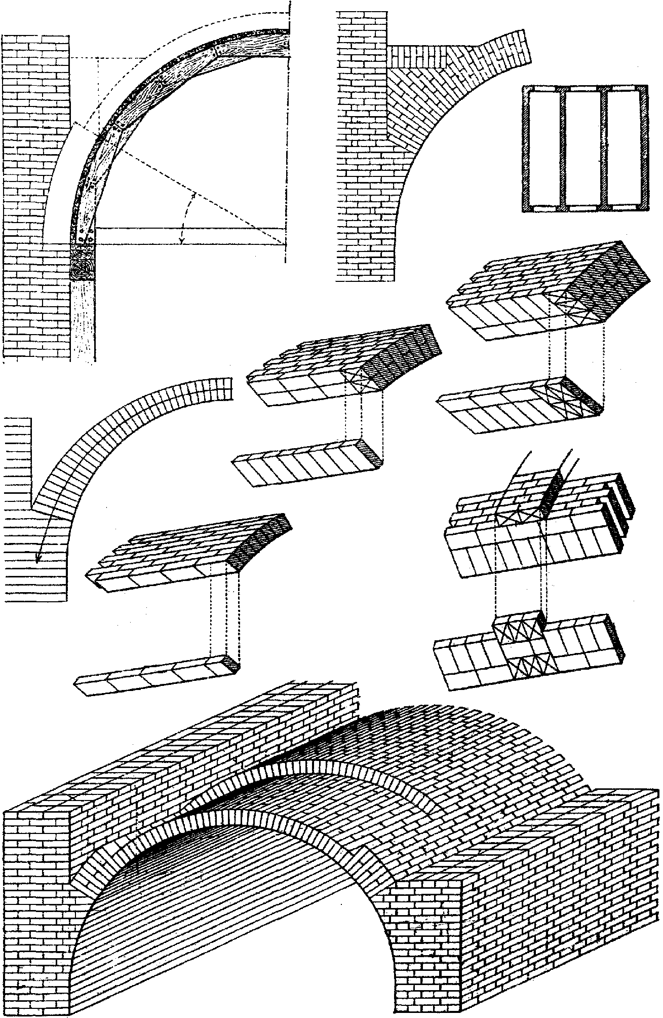 Строительство сводов. Сводчатое перекрытие чертеж. Конструкции кирпичной кладки в сводах церкви. Арочный свод из кирпича чертежи. Коробчатый свод.