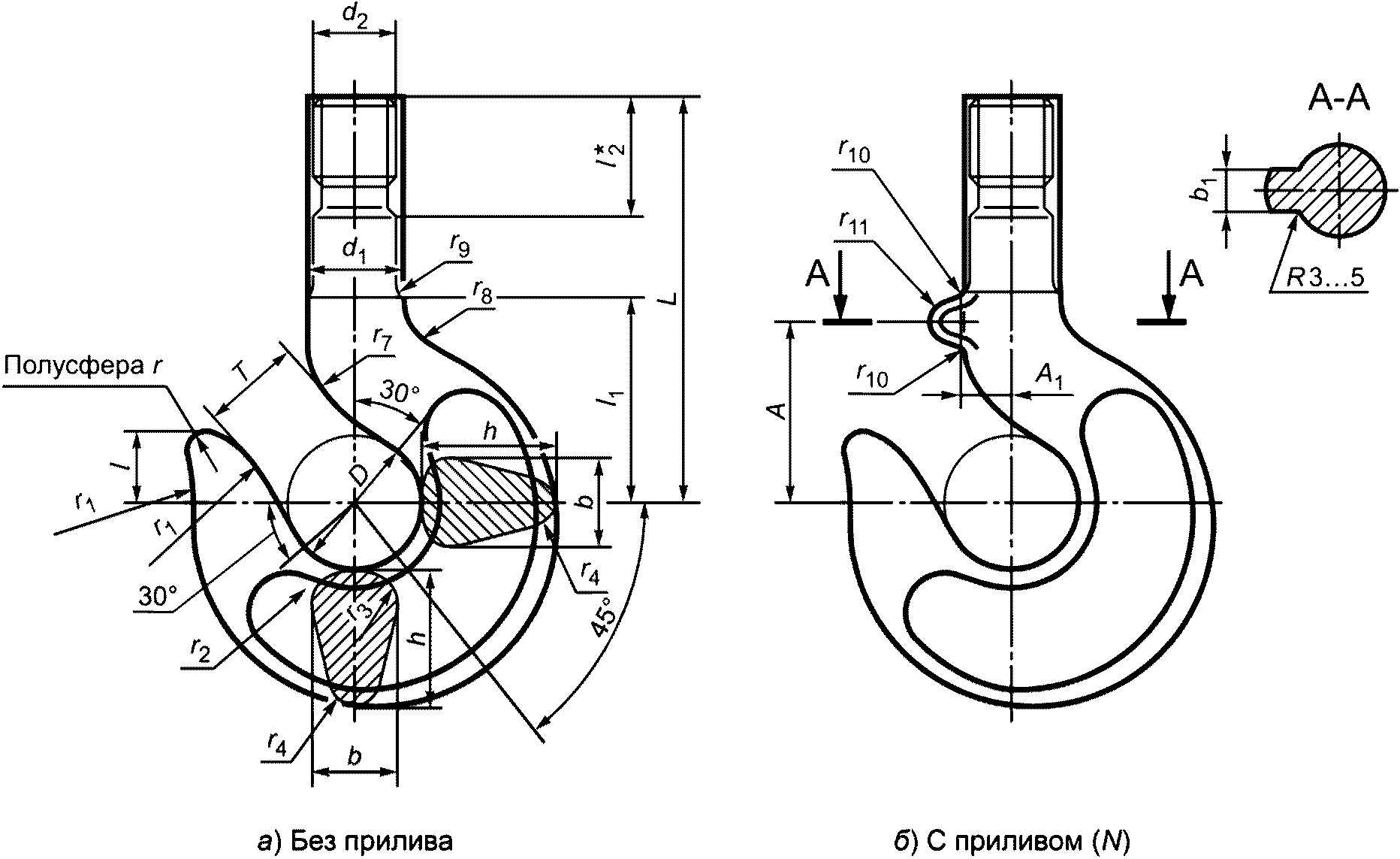 Чертеж крюка крана