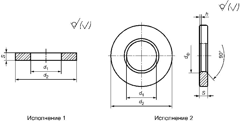 Шайба исполнение 2 для резьбы м30x2. Болт с шайбой чертеж. Резьбовая шайба чертежи. Шайба под гайку чертеж.