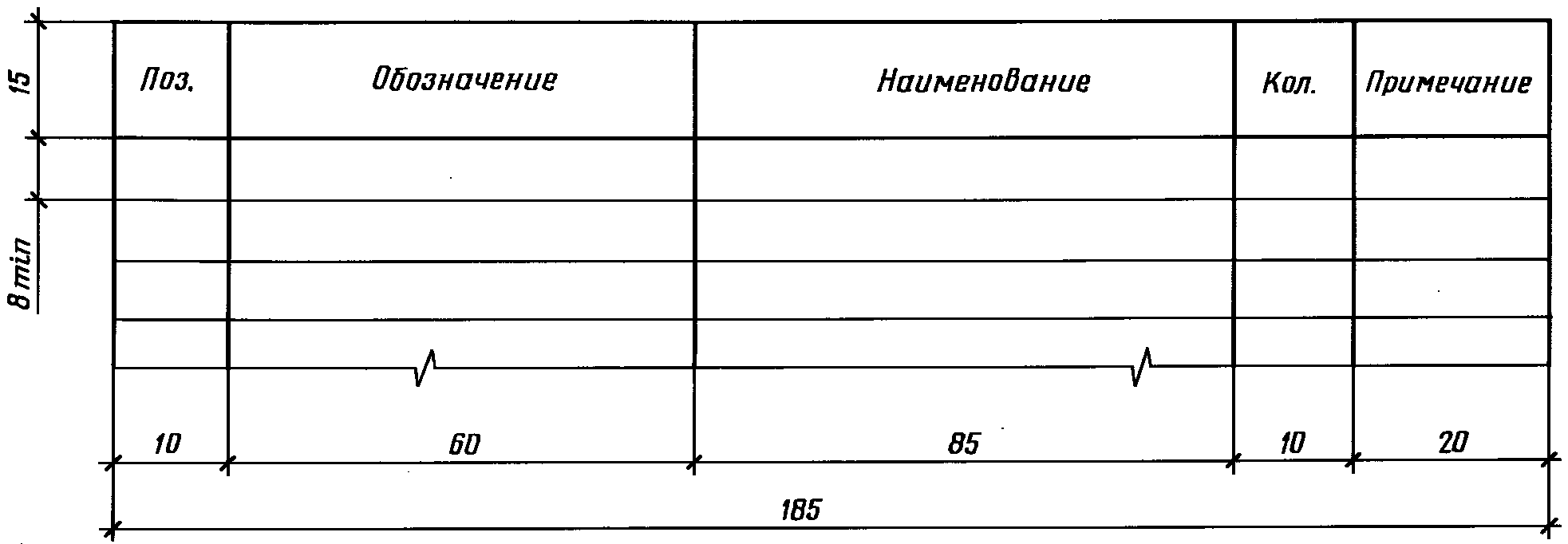 Ведомость чертежей таблица размеры