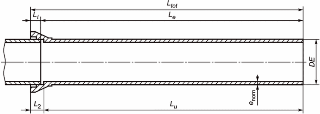 5 толщина покрытия трубы. Раструб чертеж. Труба с раструбом Чертиже. Эскиз трубопровода с размерами. Номинальный наружный диаметр.