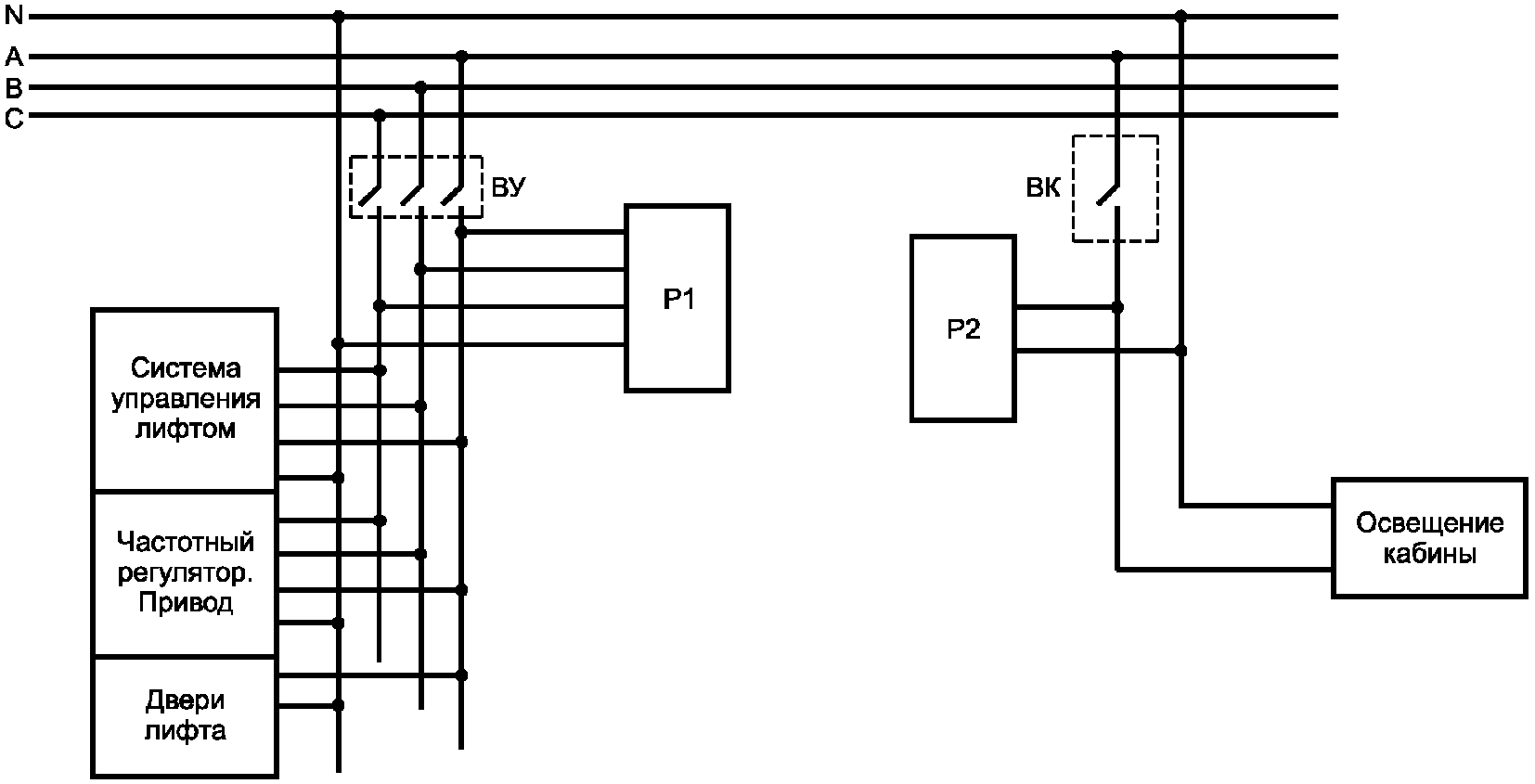 Схема электроснабжения лифта
