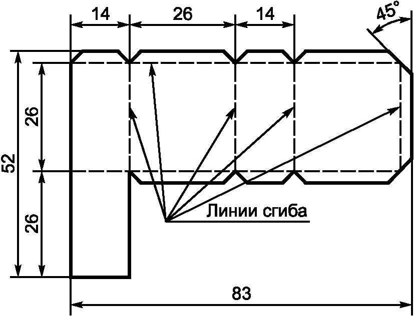 Линия развертки на чертеже