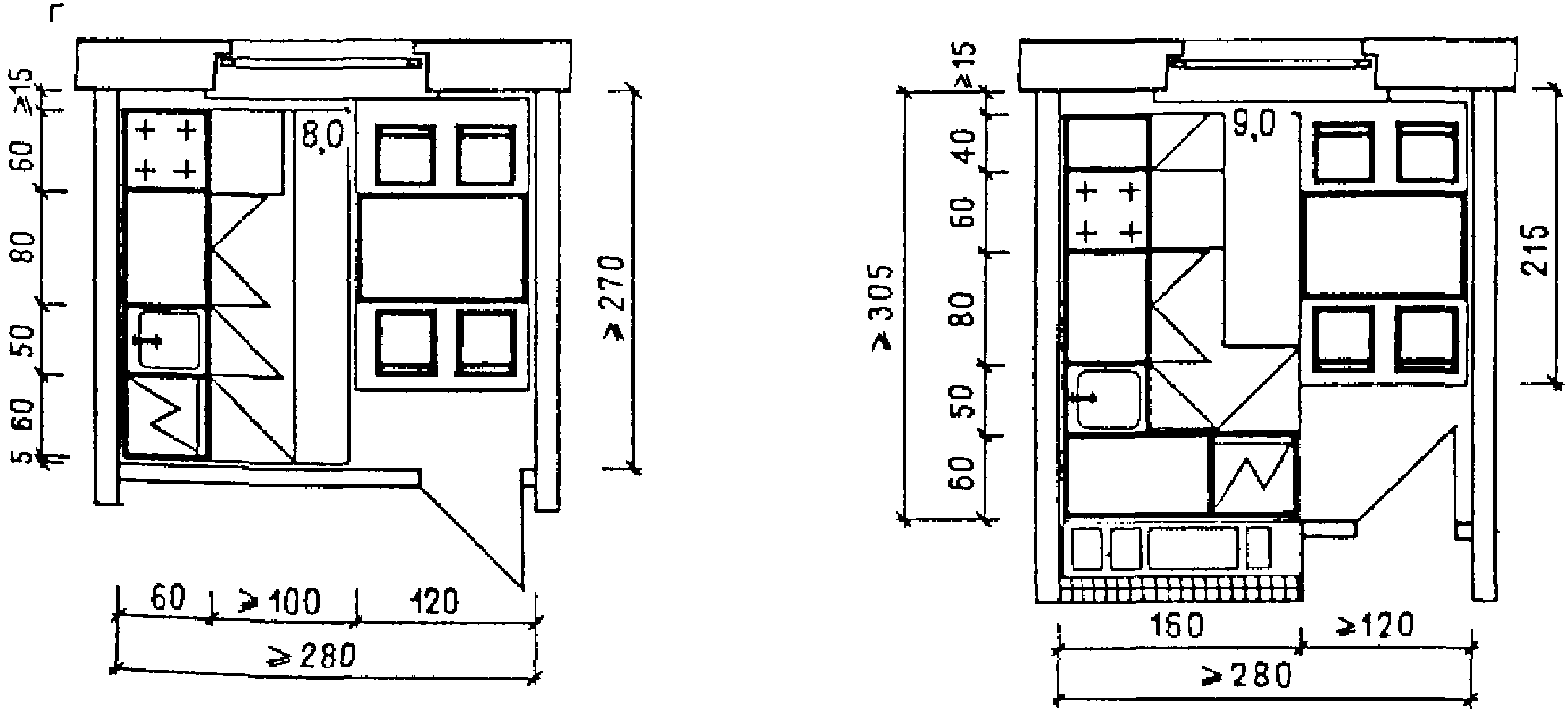 Кухня гостиная 4х4 схема размещение мебели