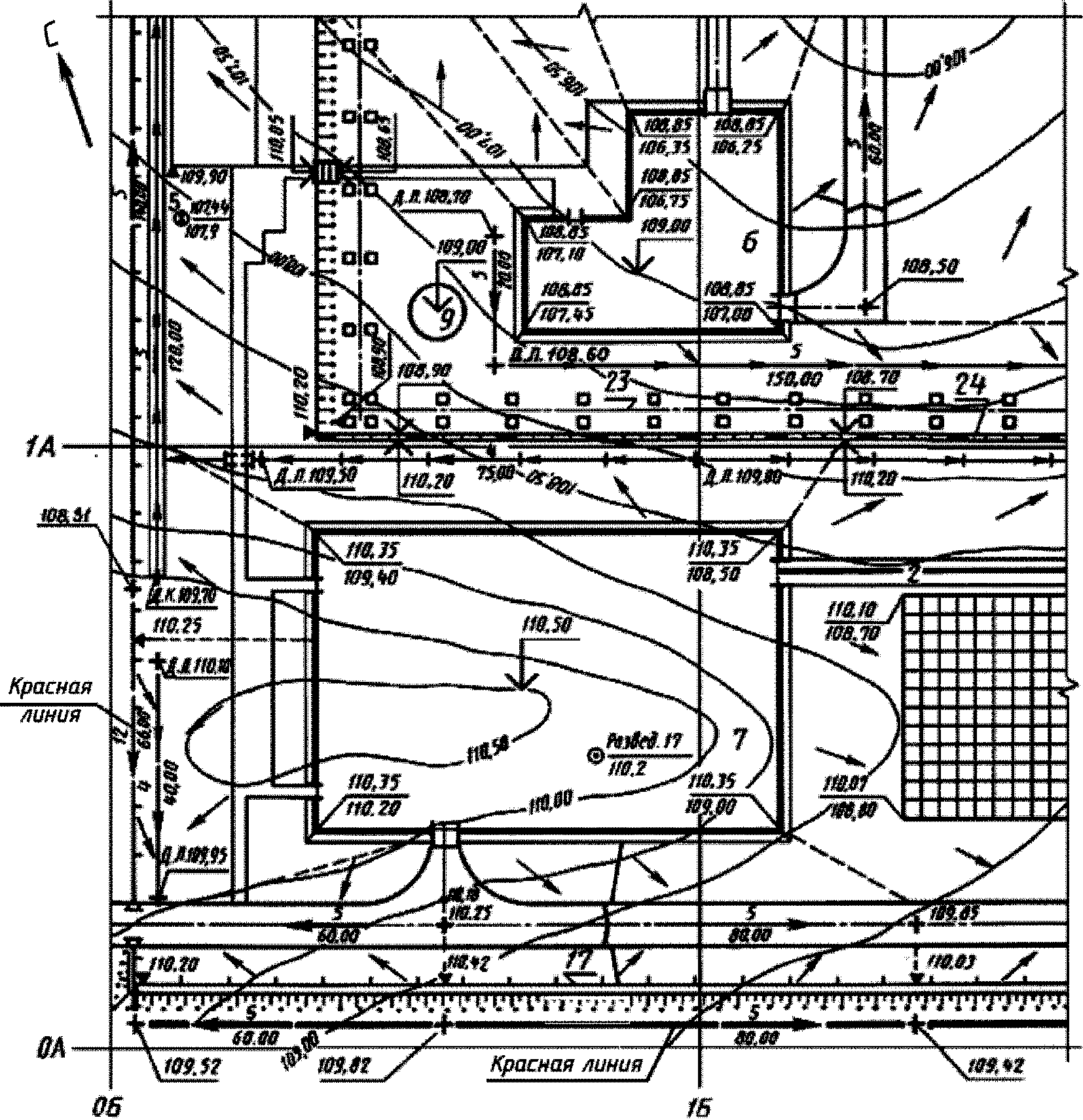 План площадки в горизонталях