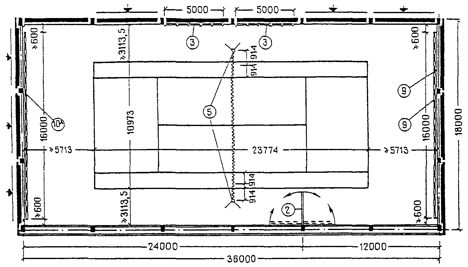 Схема гимнастического зала чертеж
