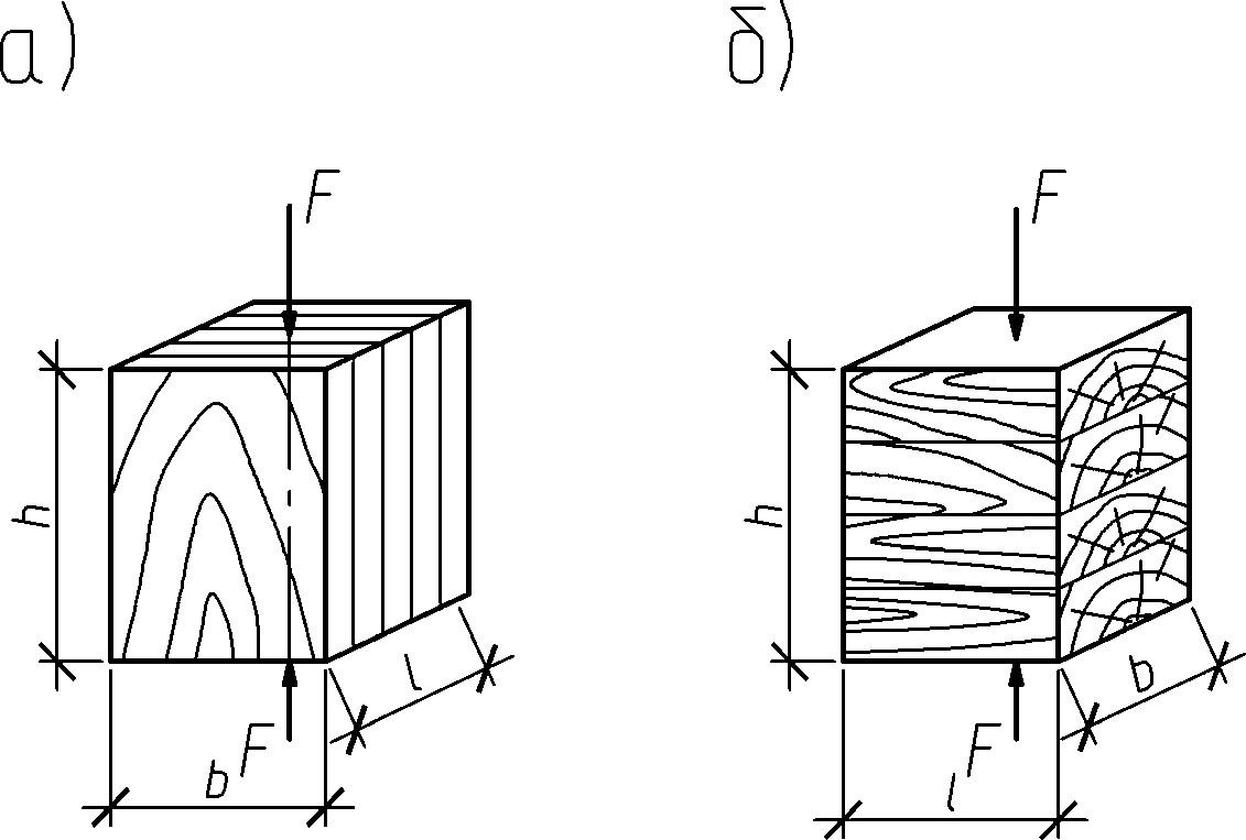 В чем разность сжатия вдоль и поперек волокон деревянного образца