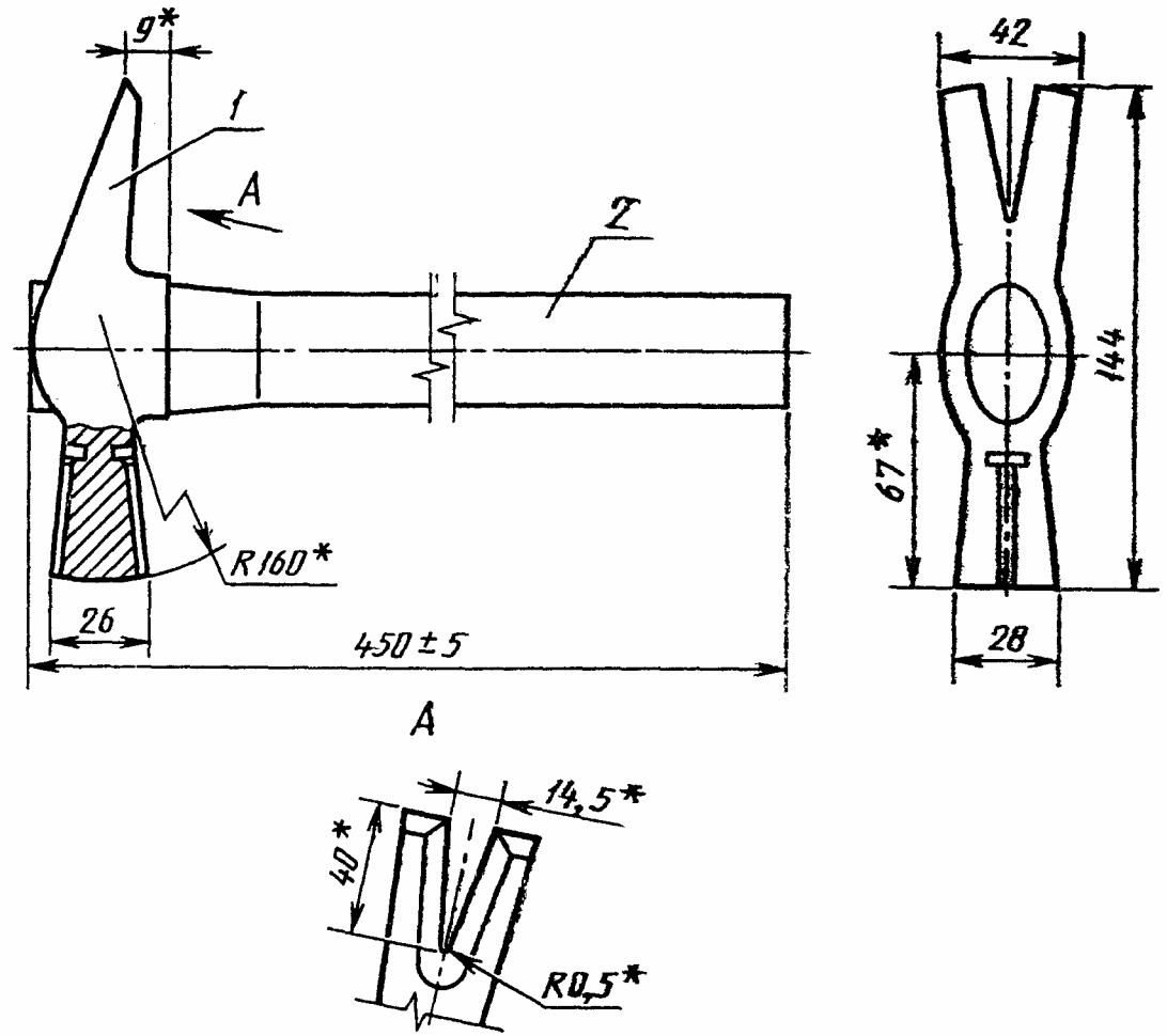 Чертеж ручки молотка