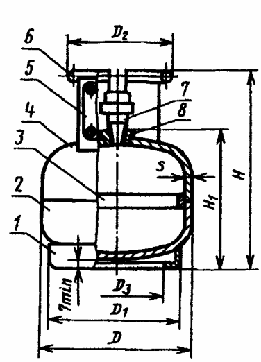 Баллон газовый 50 литров чертеж