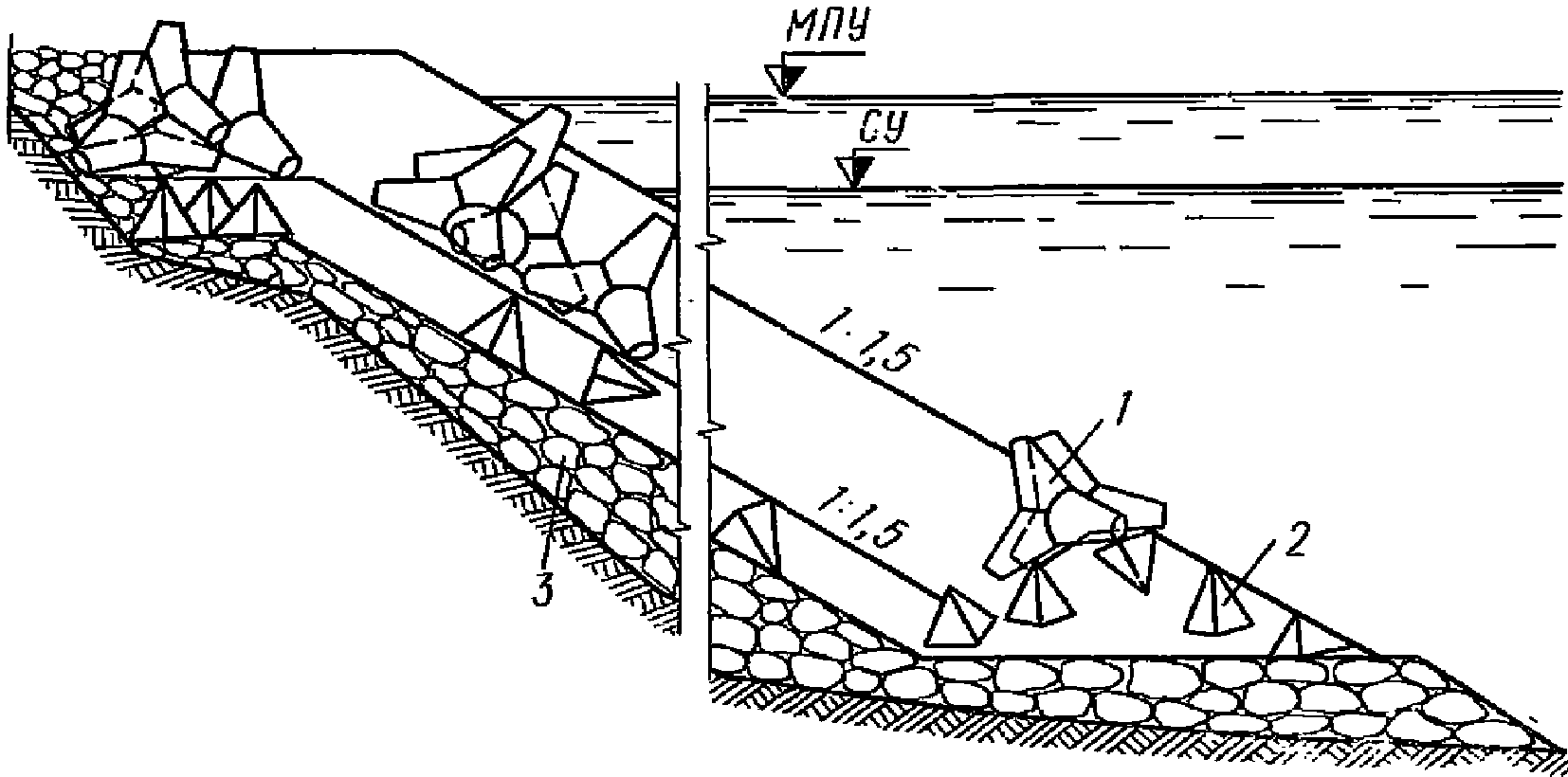 Схема укладки тетраподов