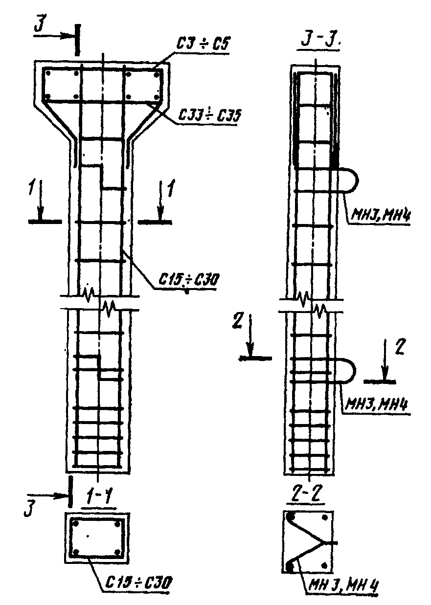 Рис 5.23 армирование оголовков колонн