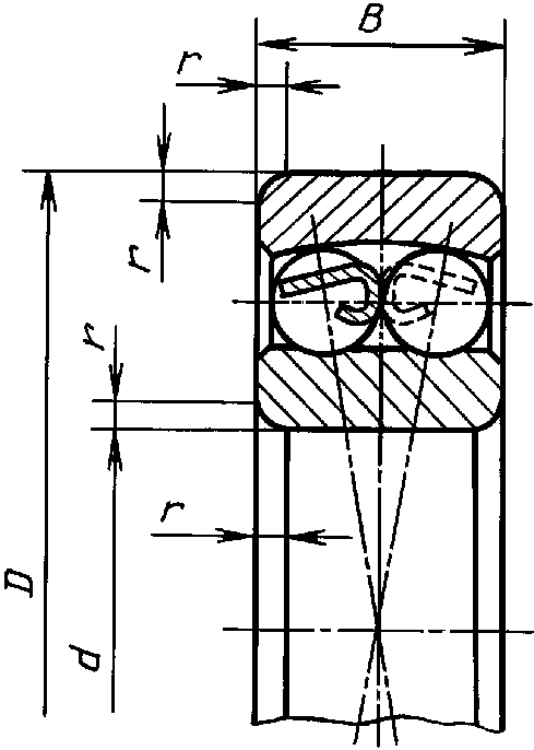 Эскиз шарикового радиального однорядного подшипника