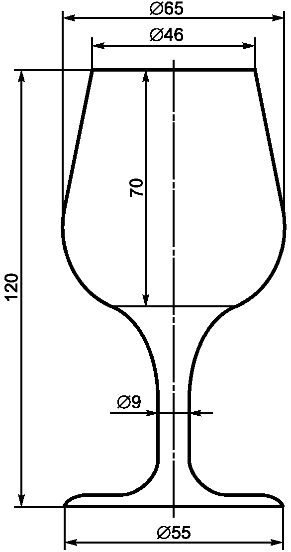Бокал размеры чертеж