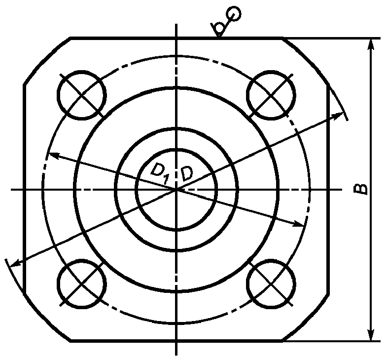 Квадратный фланец чертеж