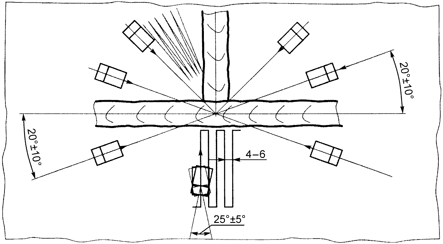 Схема прозвучивания углового сварного соединения