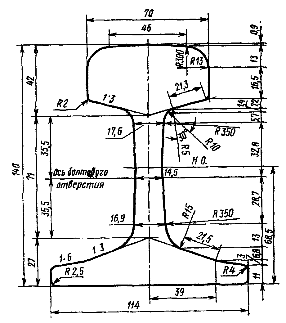 Чертеж рельсы р50