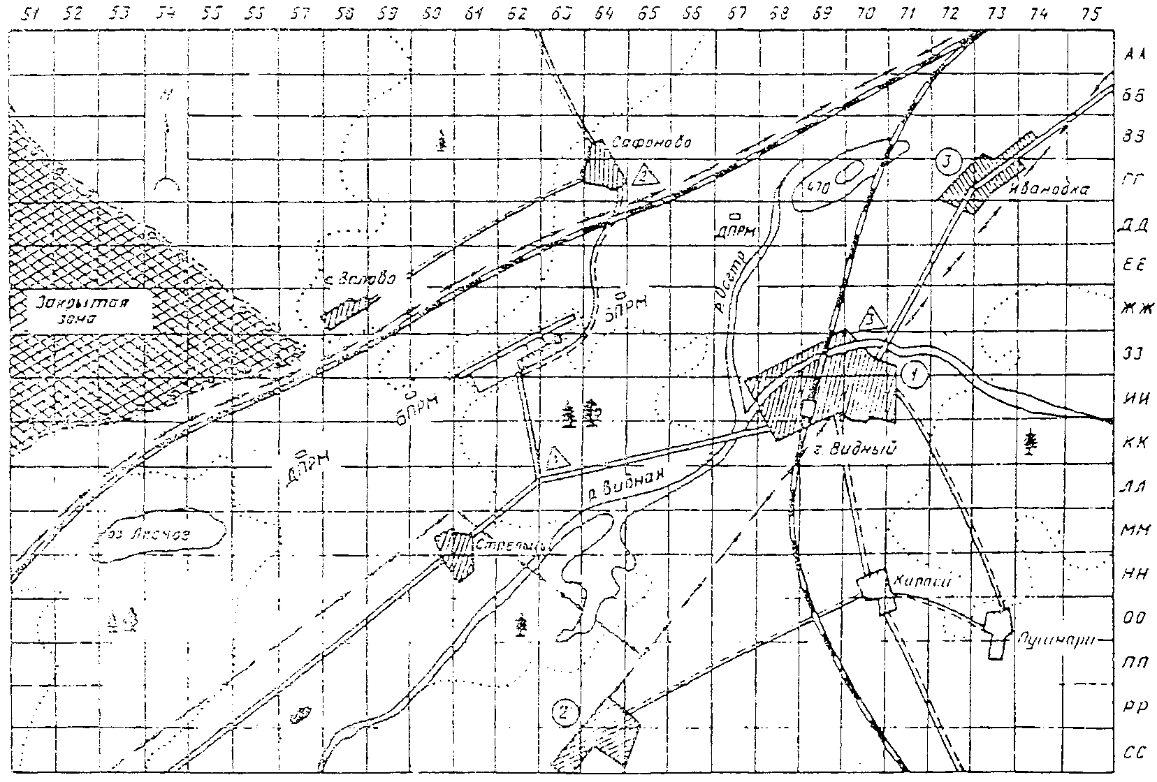 Карта с координатной сеткой