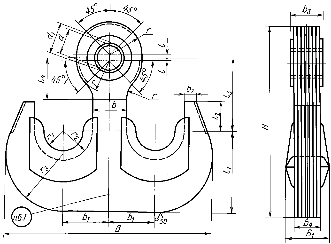 Чертеж крюка крана