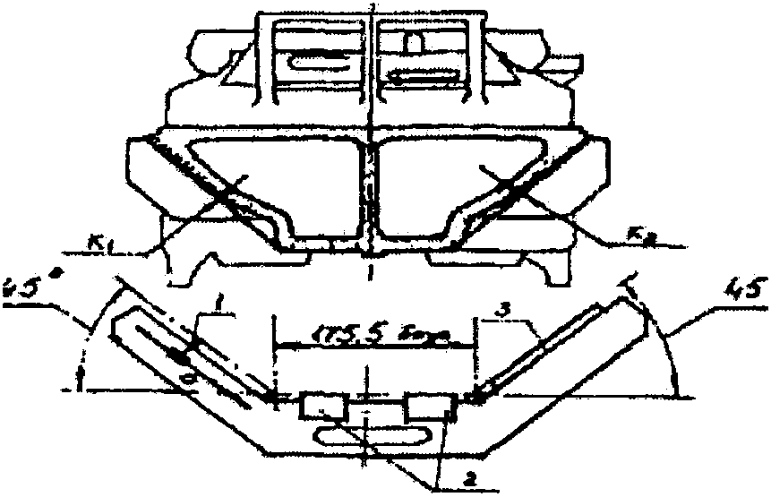 суммарный износ наклонных поверхностей надрессорной балки
